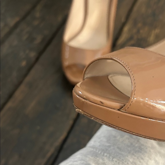 Prada Women's Nude Peep-Toe Heels - Picture 7 of 9